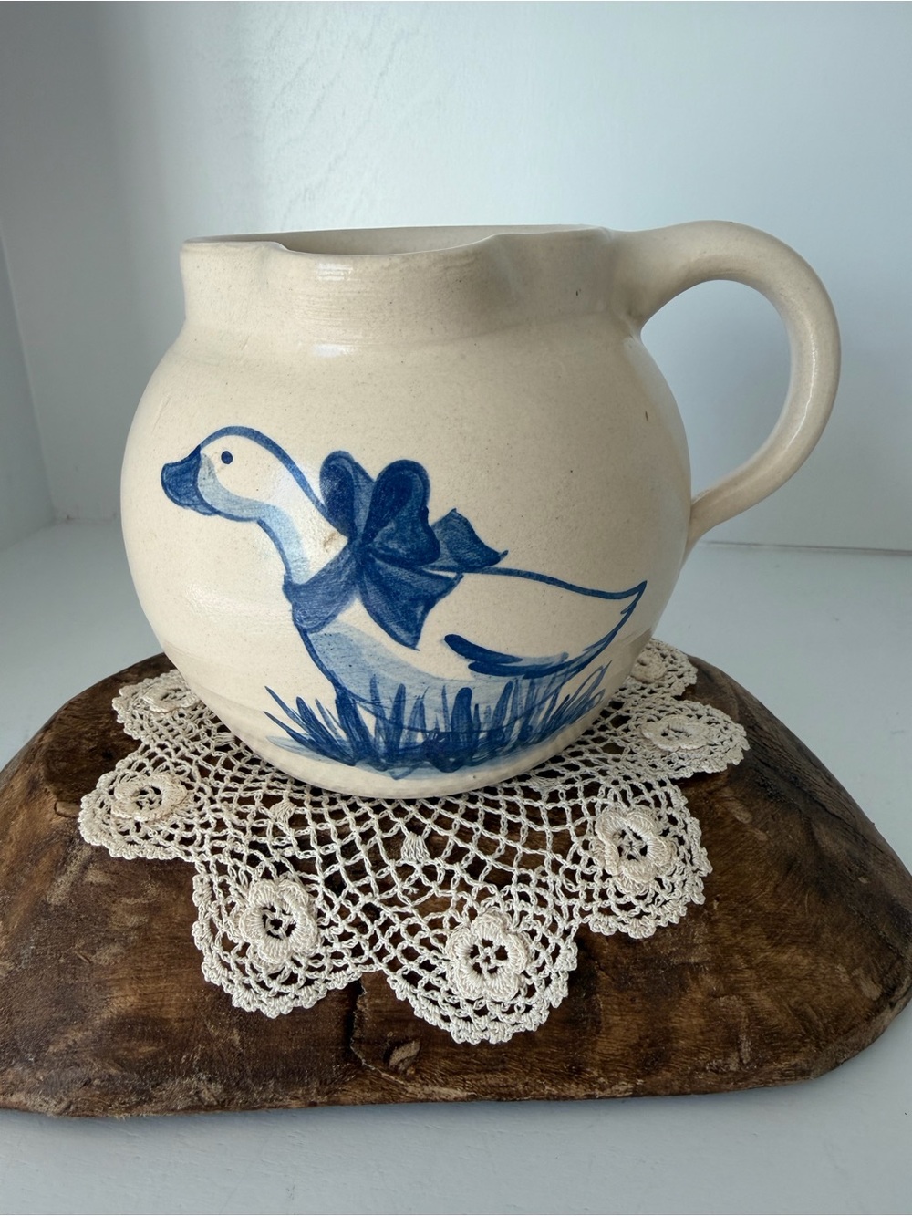 Vintage 80’s Marshall Pottery TX Blue Duck Pitcher
